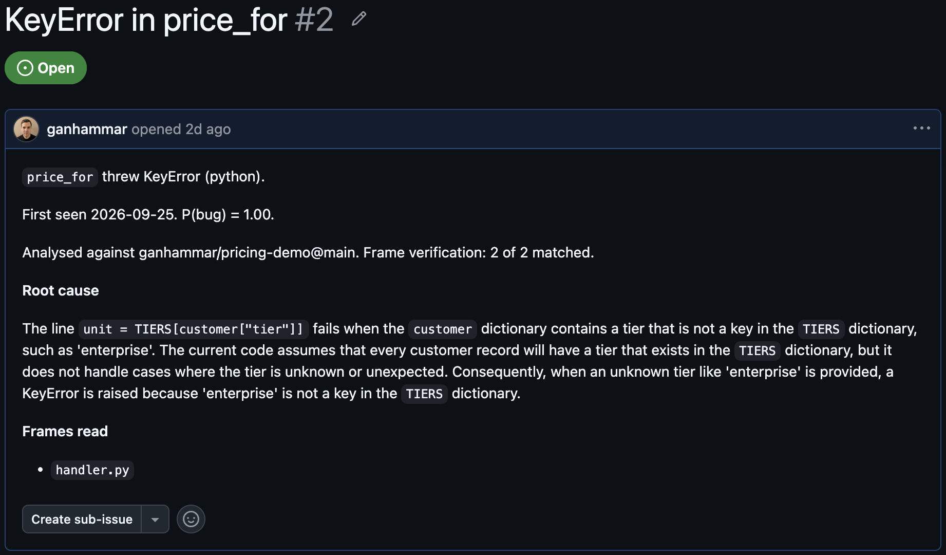 Issue filed by the pipeline